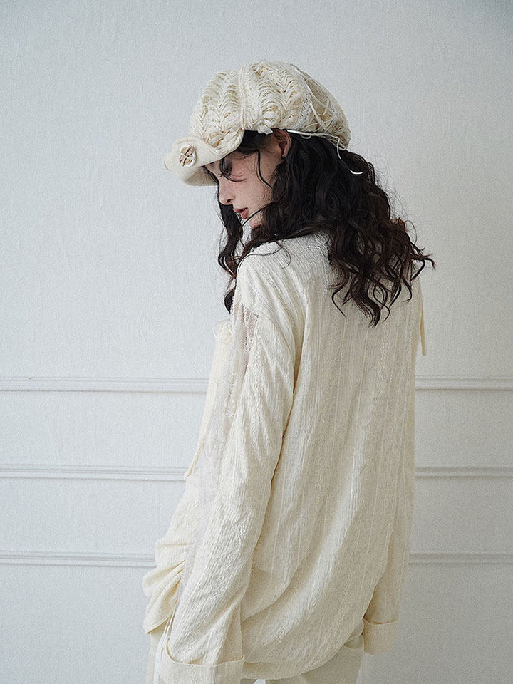 Fairycore Lace-Up Cutout Shirt