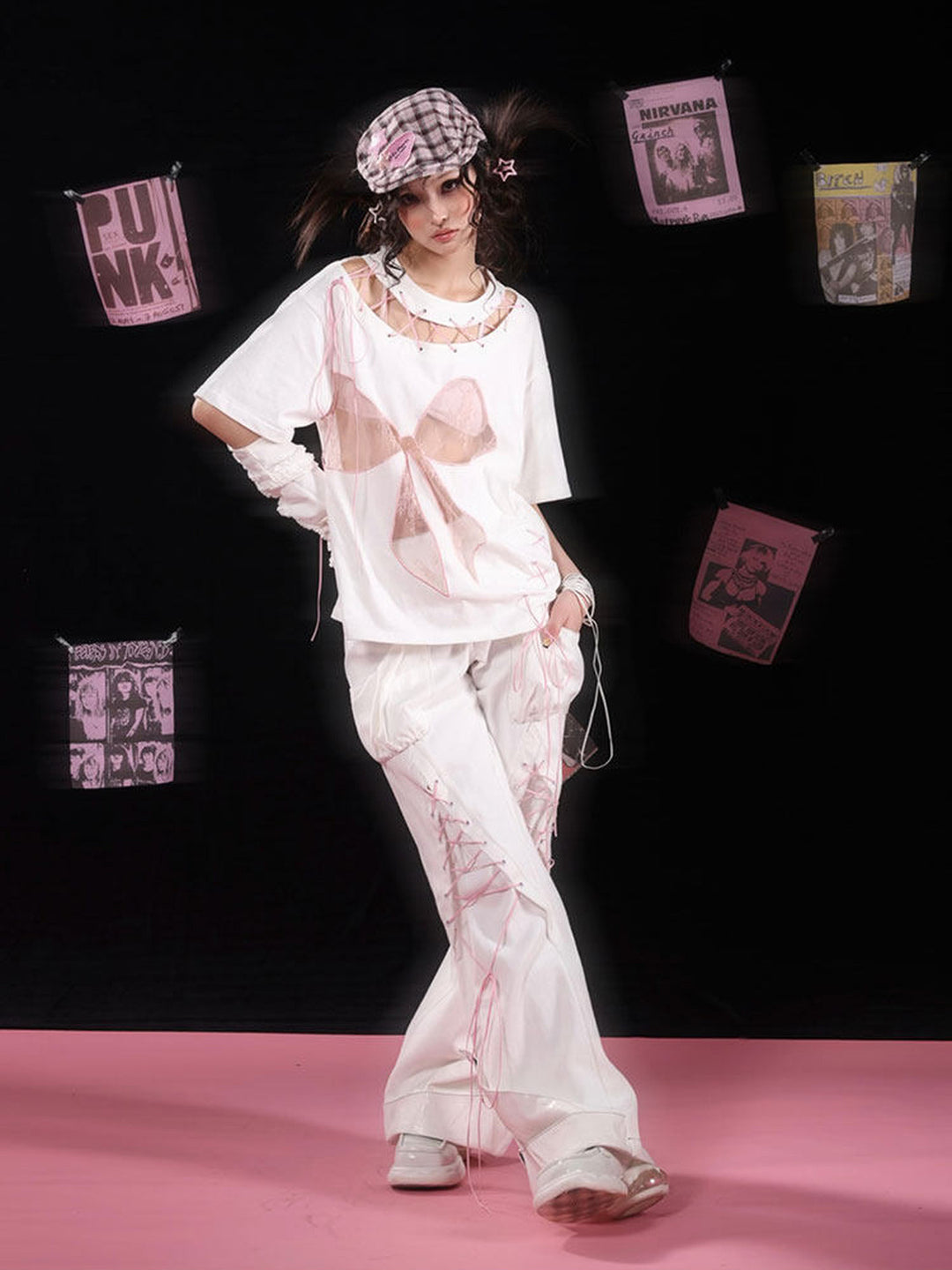 Y2K Lace Bow Cutout T-Shirt