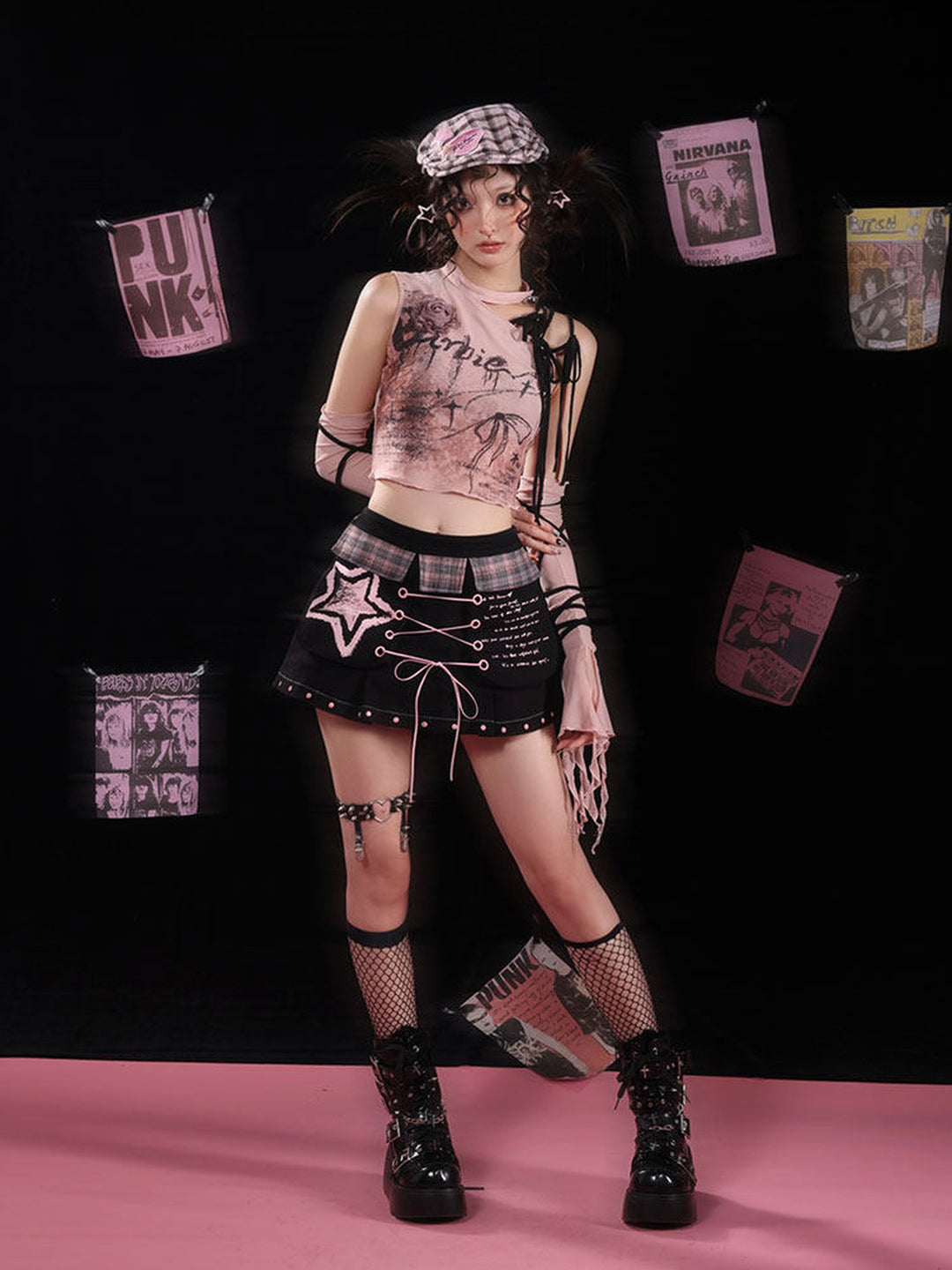Y2K Rose Lace-Up Tank Top