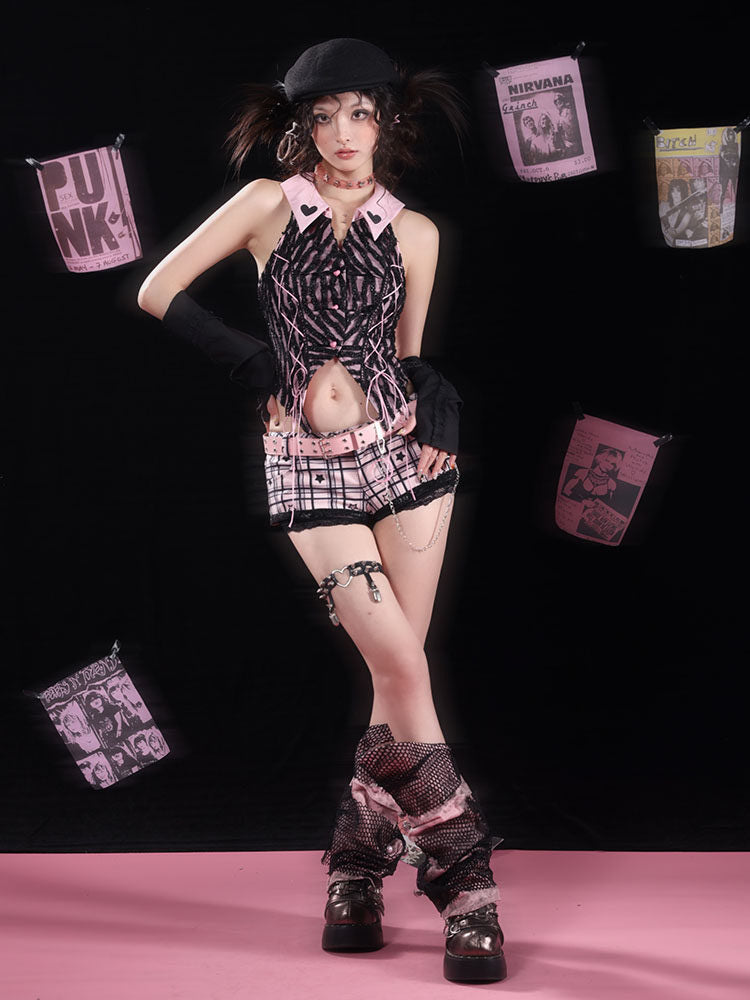 Y2K Heart Collar Halter Top