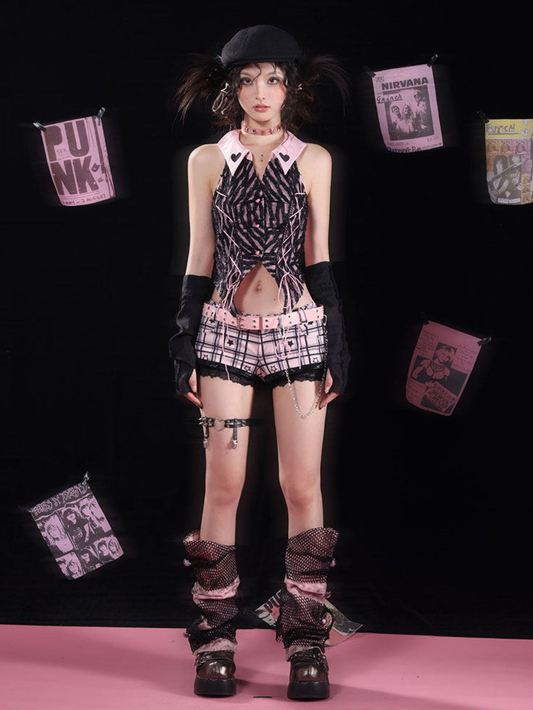 Y2K Heart Collar Halter Top