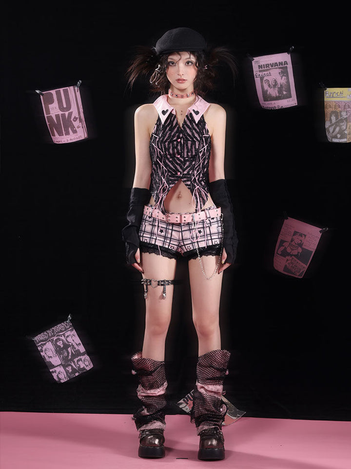 Y2K Star Plaid Micro Shorts