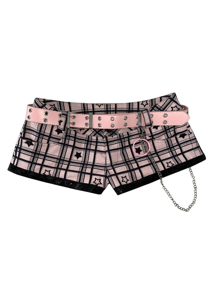 Y2K Star Plaid Micro Shorts