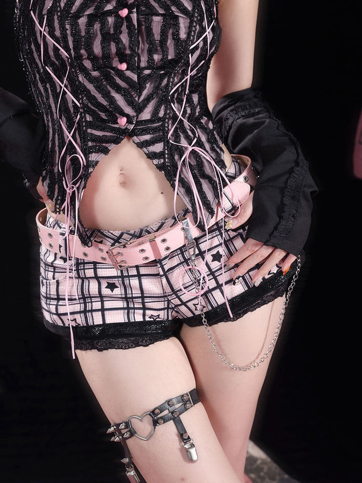 Y2K Star Plaid Micro Shorts