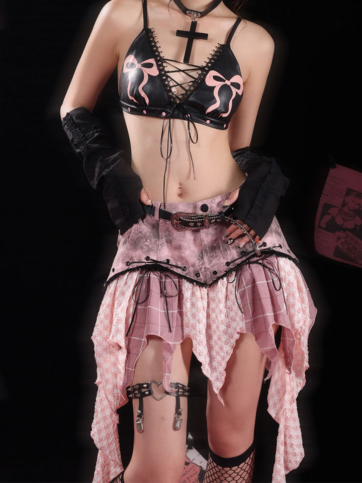 Y2K Washed Denim Handkerchief Skirt