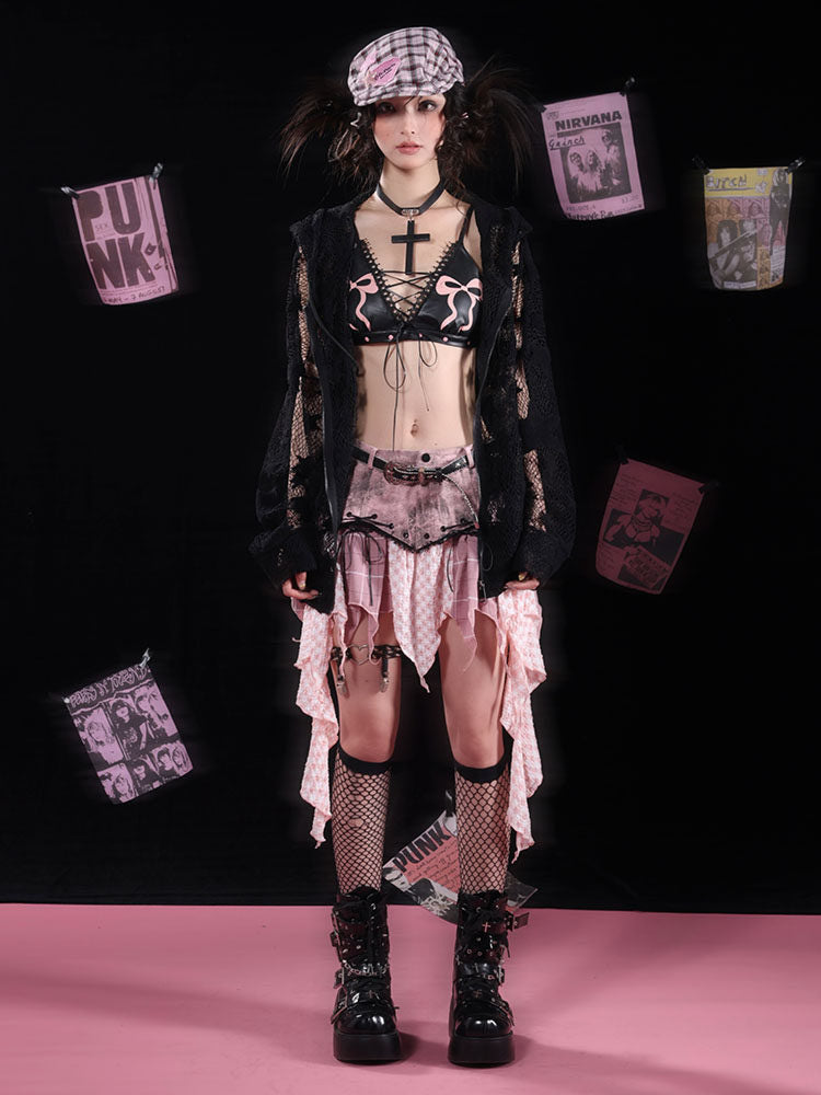 Y2K Washed Denim Handkerchief Skirt