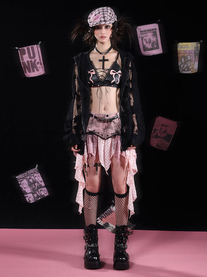 Y2K Washed Denim Handkerchief Skirt