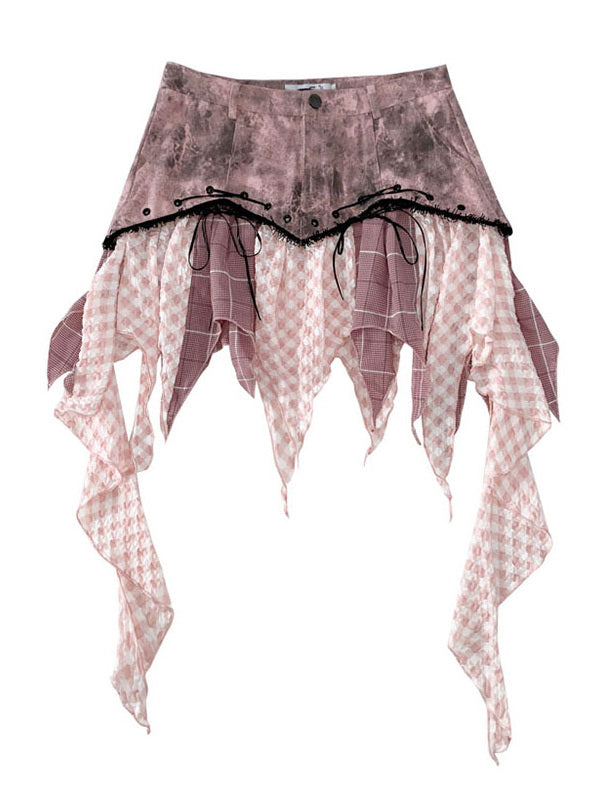 Y2K Washed Denim Handkerchief Skirt