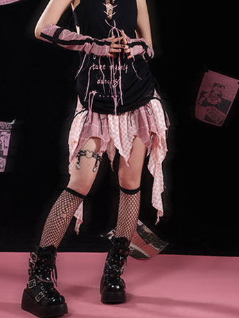 Y2K Washed Denim Handkerchief Skirt