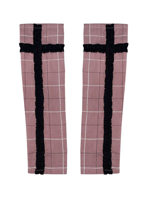 Y2K Pink Plaid Arm Warmers