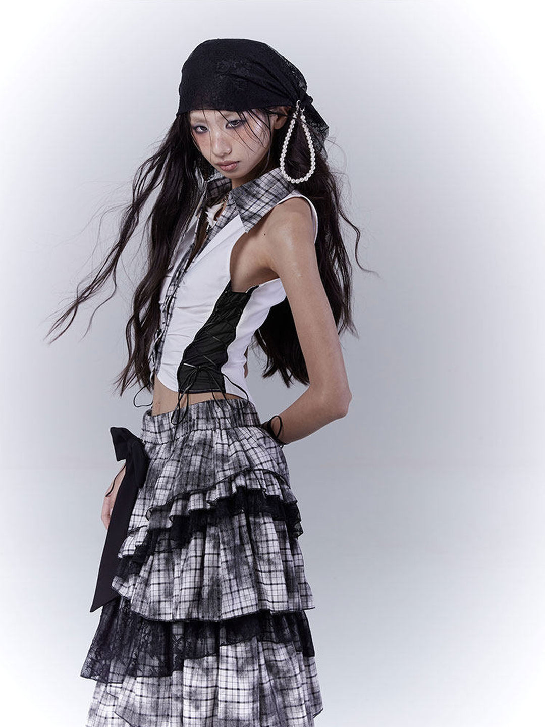 Plaid Lace-Up Halter Top