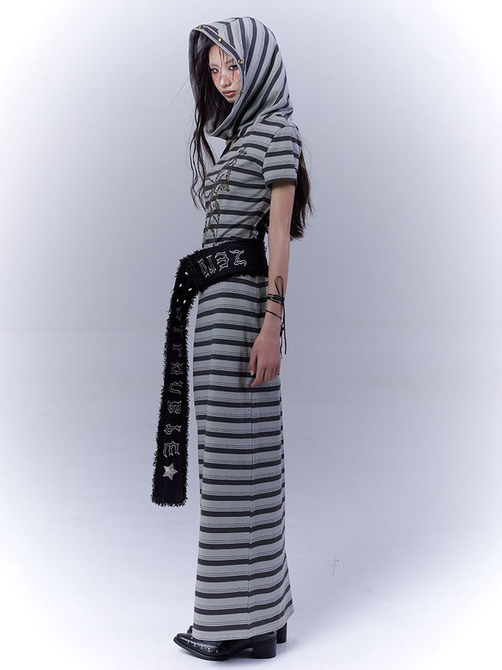 Punk Studded Butterfly Maxi Dress