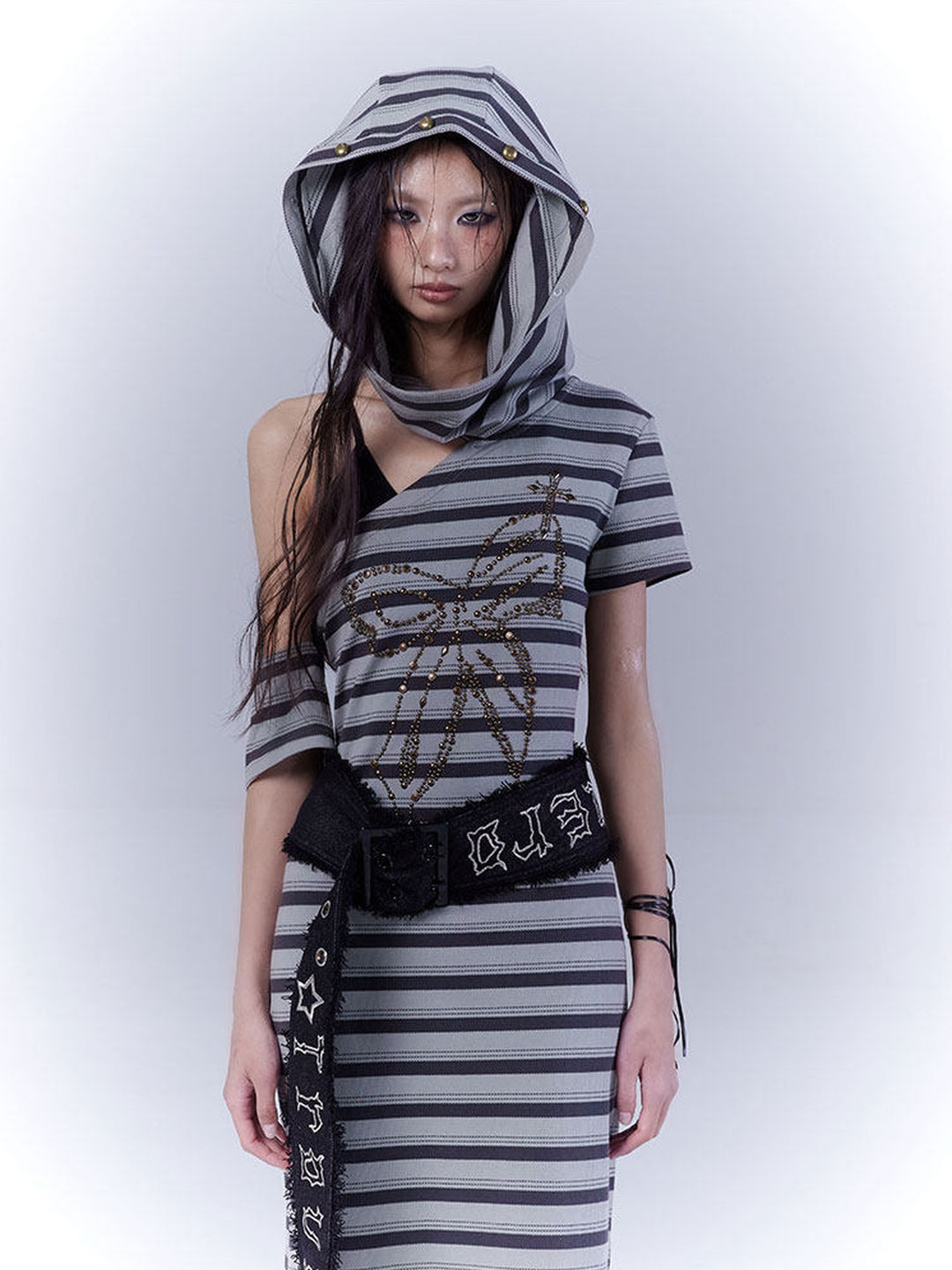 Punk Studded Butterfly Maxi Dress