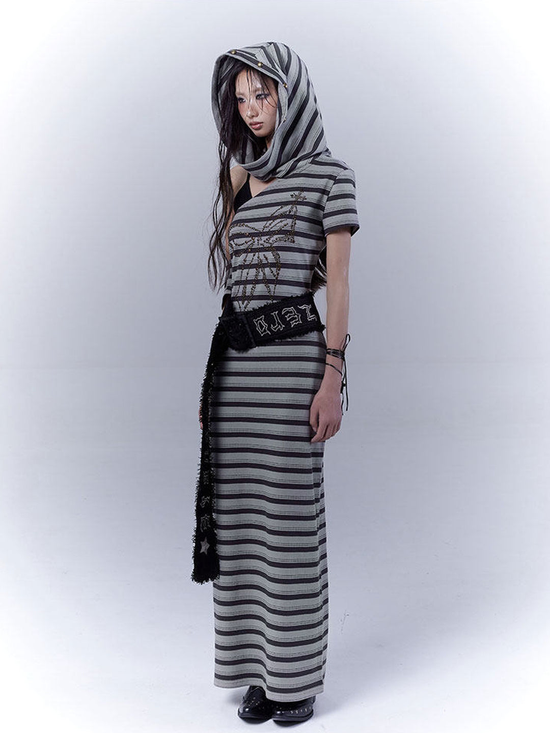 Punk Studded Butterfly Maxi Dress