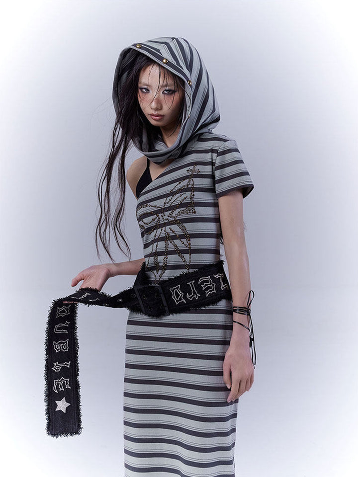 Punk Studded Butterfly Maxi Dress