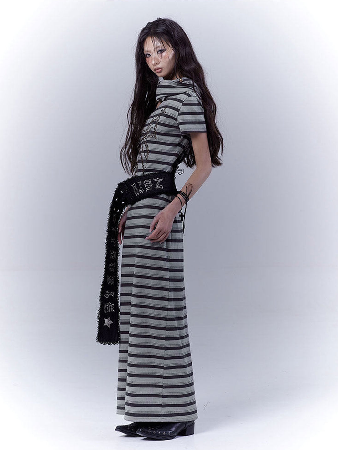 Punk Studded Butterfly Maxi Dress