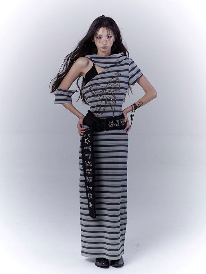 Punk Studded Butterfly Maxi Dress