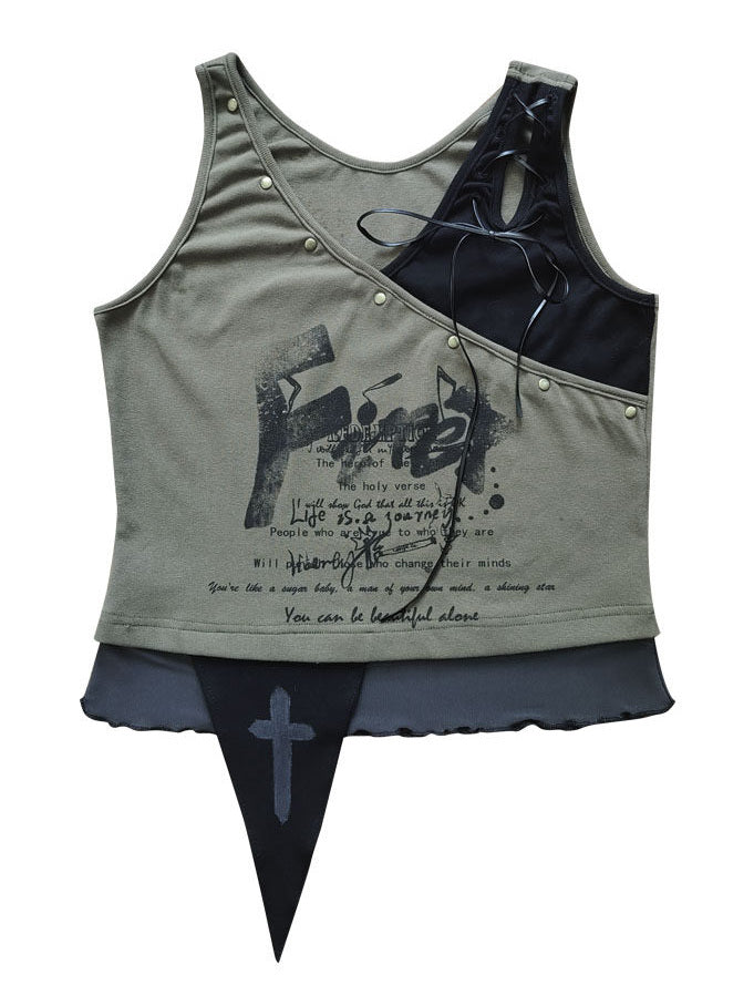 Grunge Asymmetric Layered Tank Top
