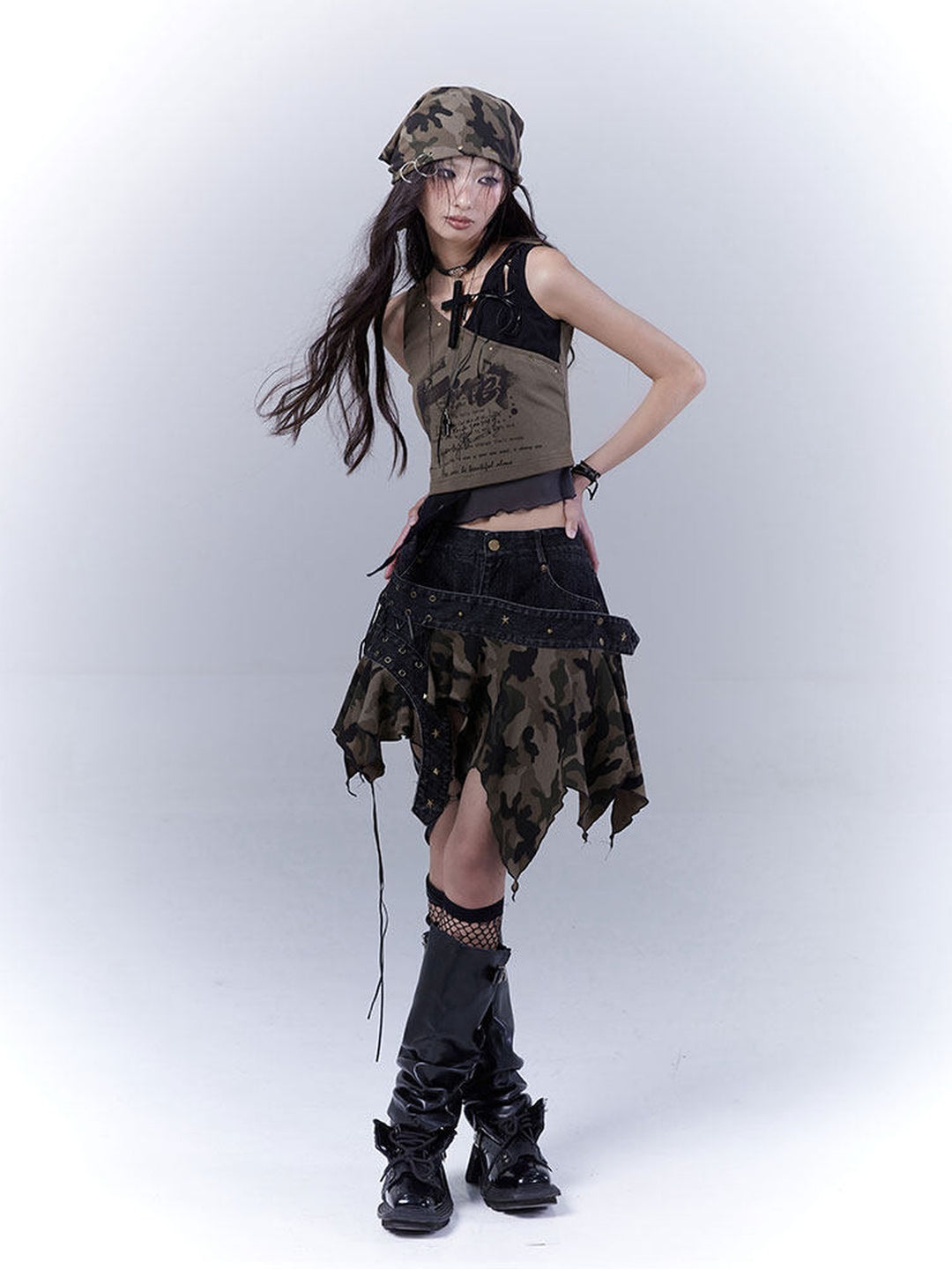 Grunge Asymmetric Layered Tank Top