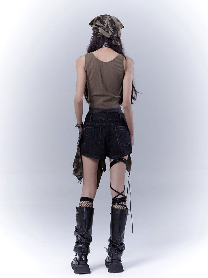 Grunge Asymmetric Layered Tank Top