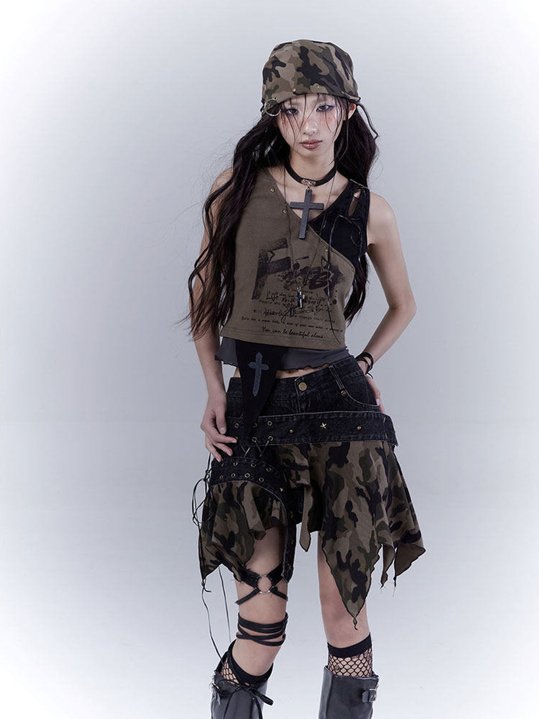 Grunge Asymmetric Layered Tank Top