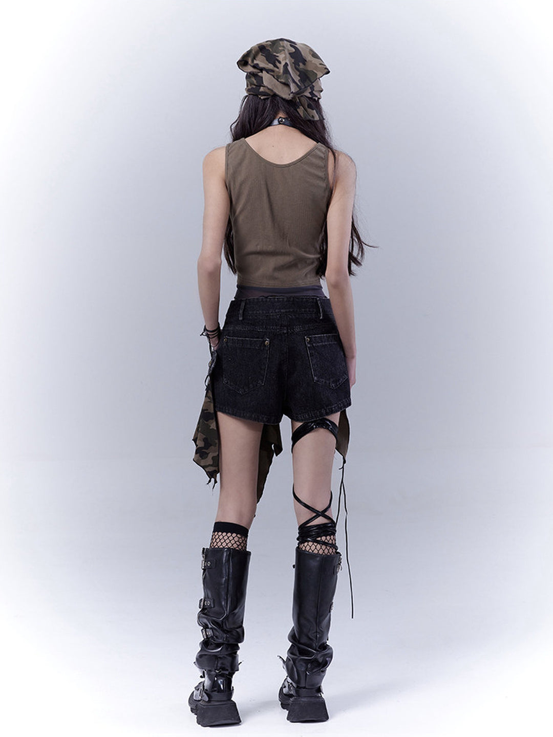 Grunge Camo Lace-Up Skort