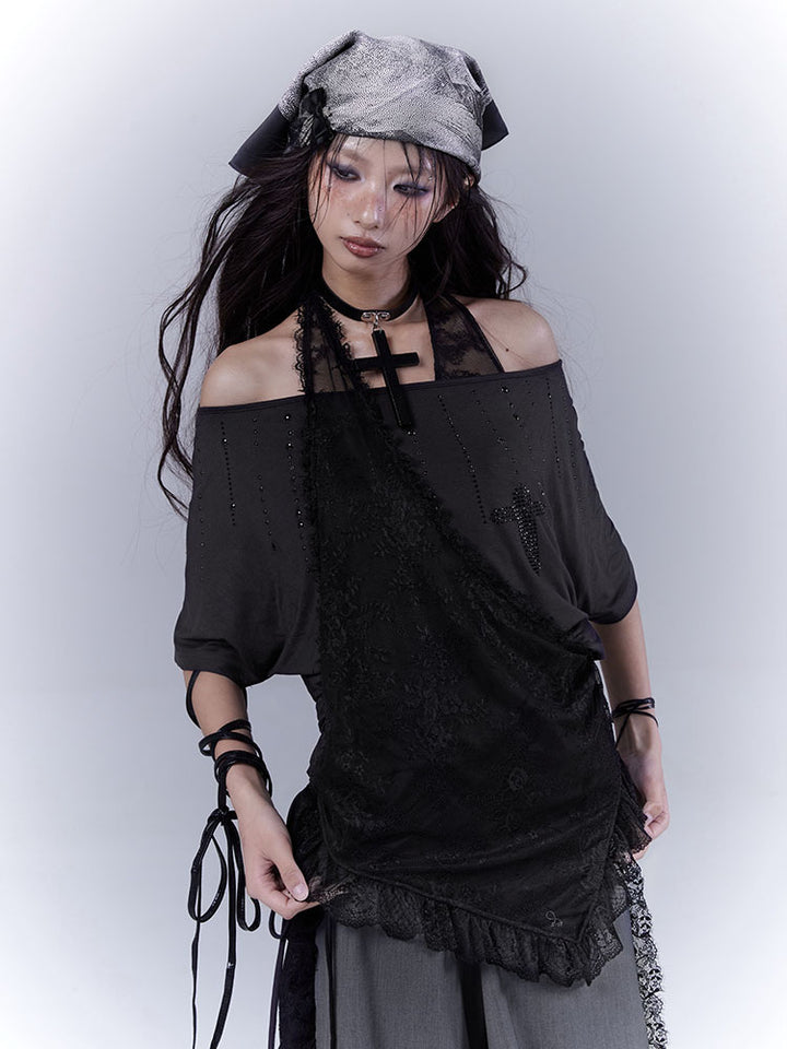 Gothic Lace Halter T-Shirt