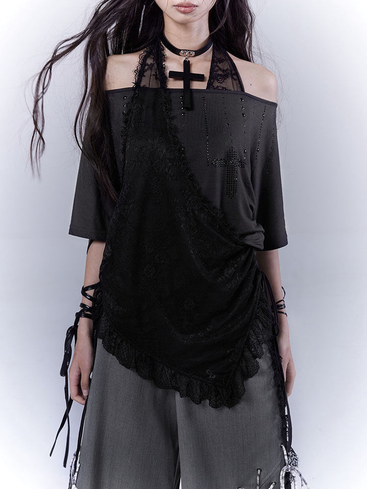 Gothic Lace Halter T-Shirt