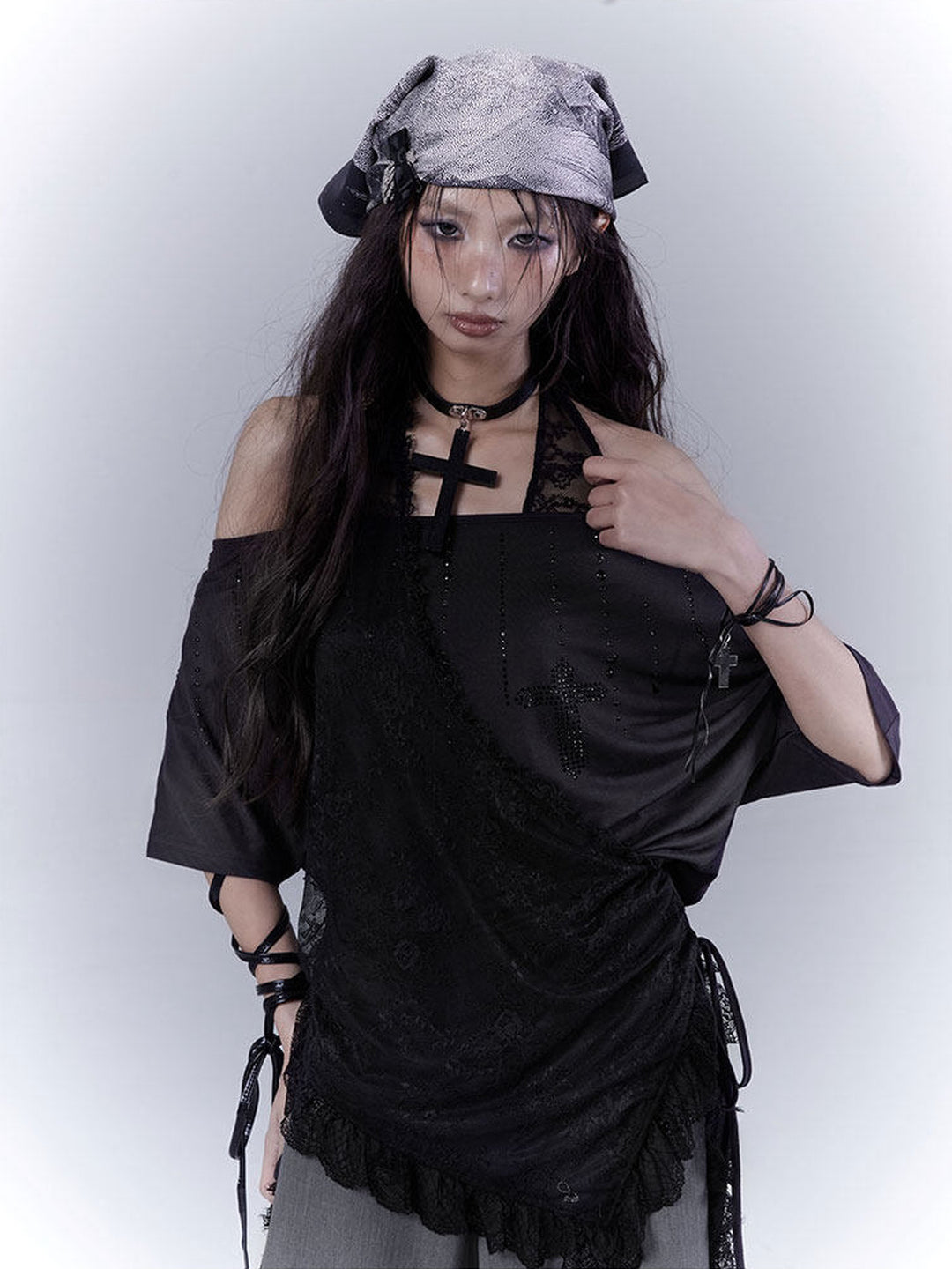 Gothic Lace Halter T-Shirt