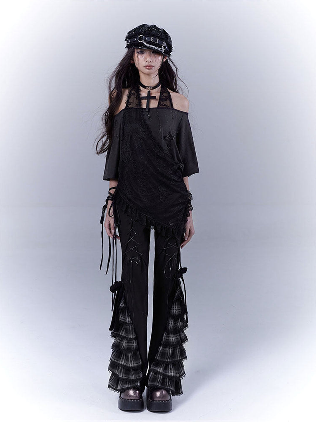 Gothic Lace Halter T-Shirt