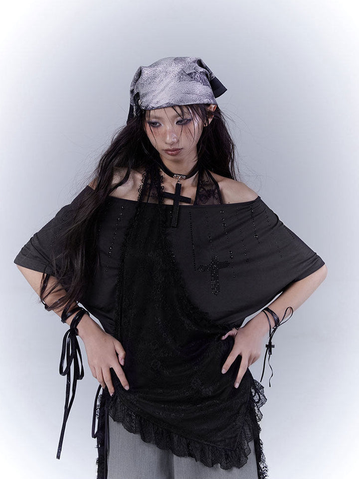 Gothic Lace Halter T-Shirt