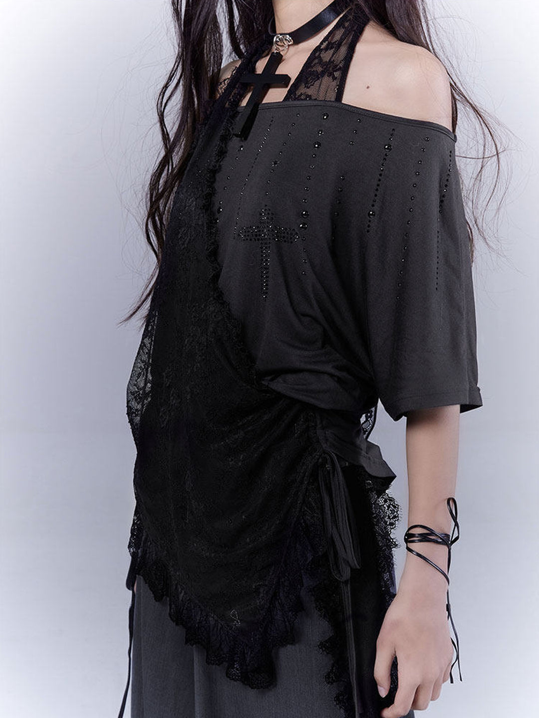 Gothic Lace Halter T-Shirt