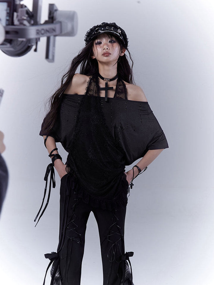 Gothic Lace Halter T-Shirt