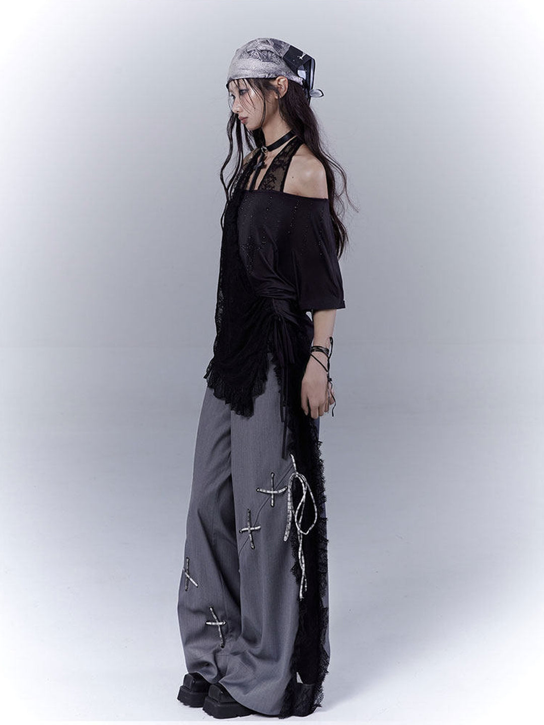Gothic Lace Halter T-Shirt