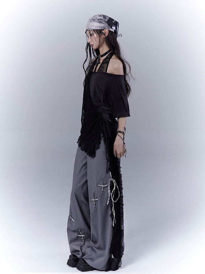Gothic Lace Halter T-Shirt