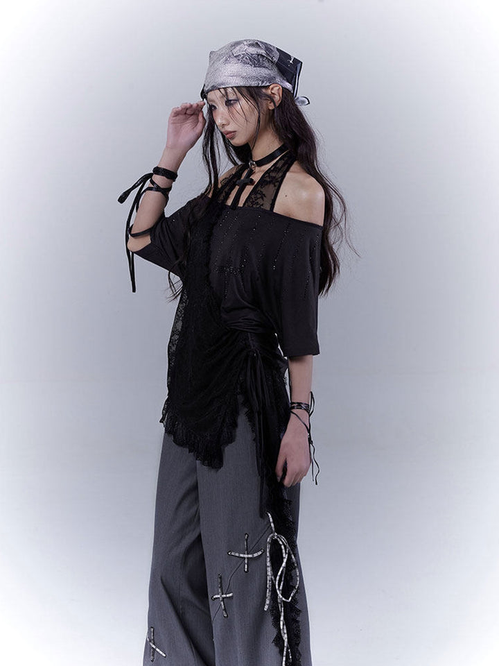 Gothic Lace Halter T-Shirt