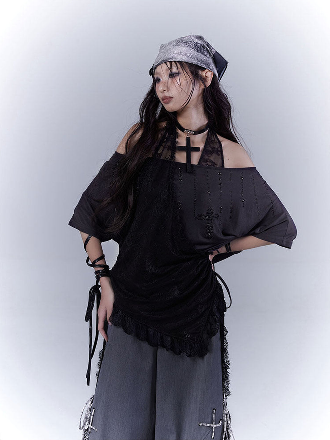 Gothic Lace Halter T-Shirt