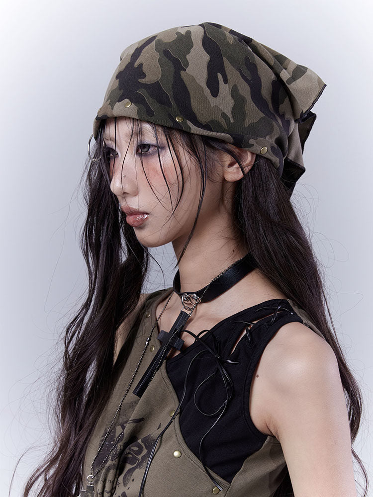 Grunge Studded Camo Bandana