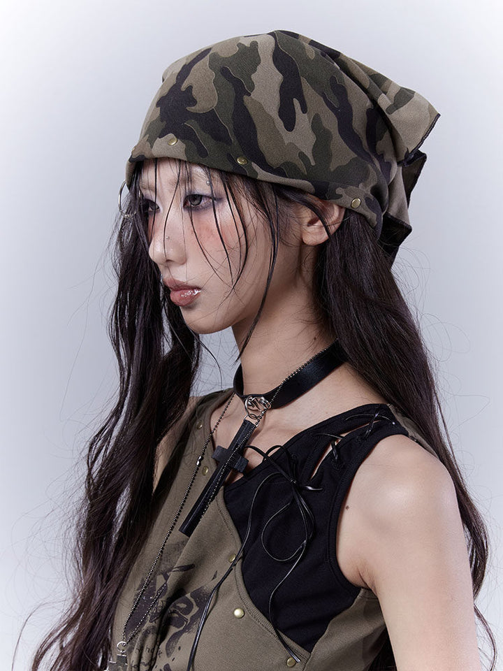 Grunge Studded Camo Bandana
