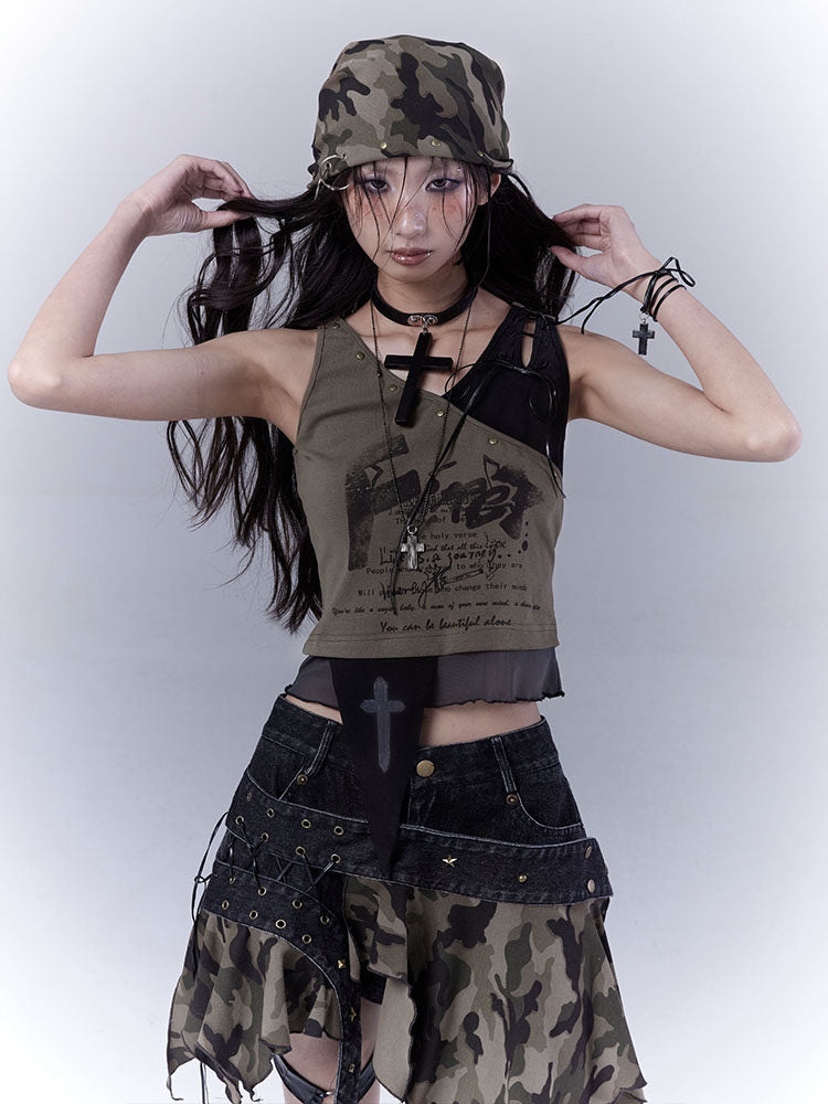 Grunge Studded Camo Bandana