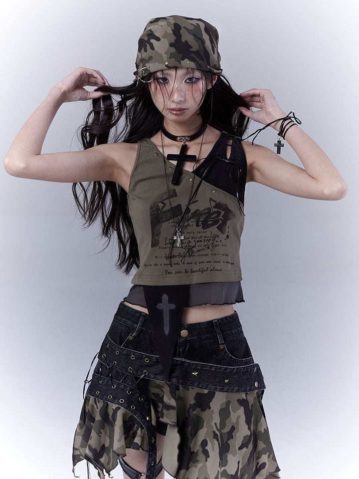 Grunge Studded Camo Bandana