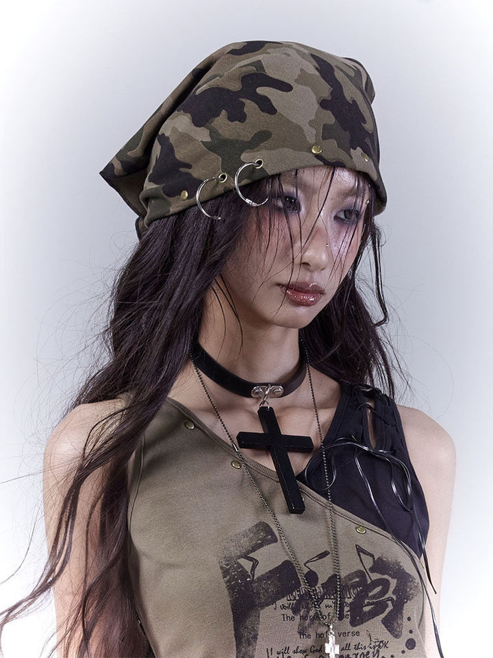 Grunge Studded Camo Bandana