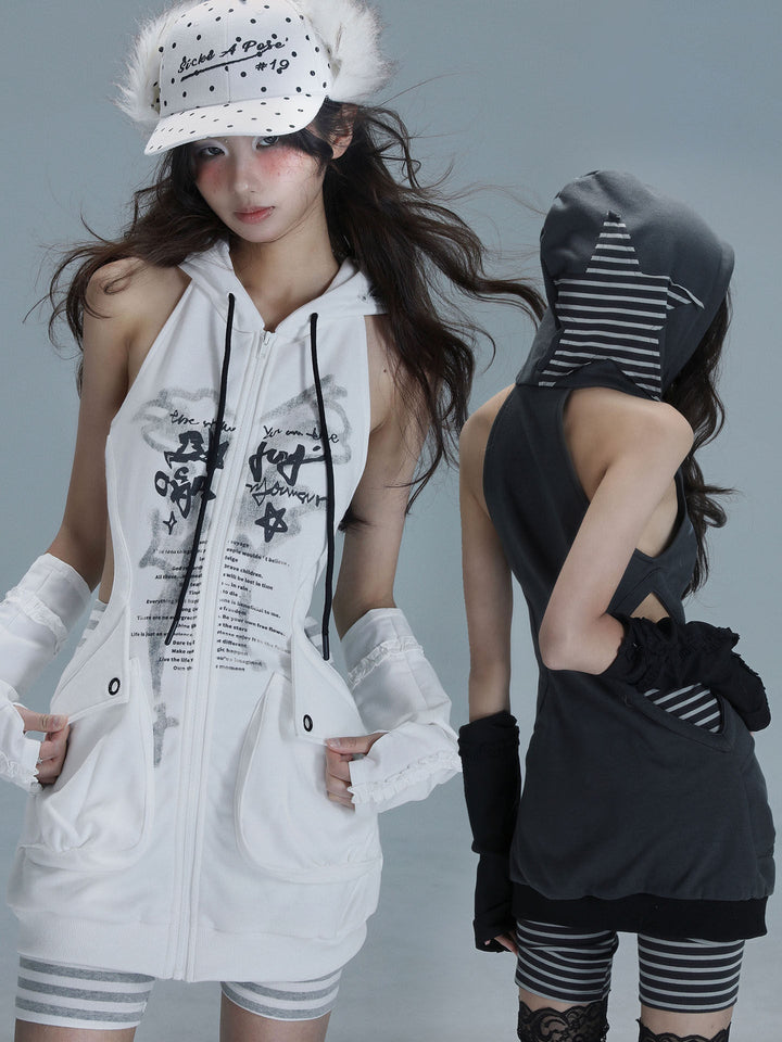 Y2K Cutout Hooded Dress