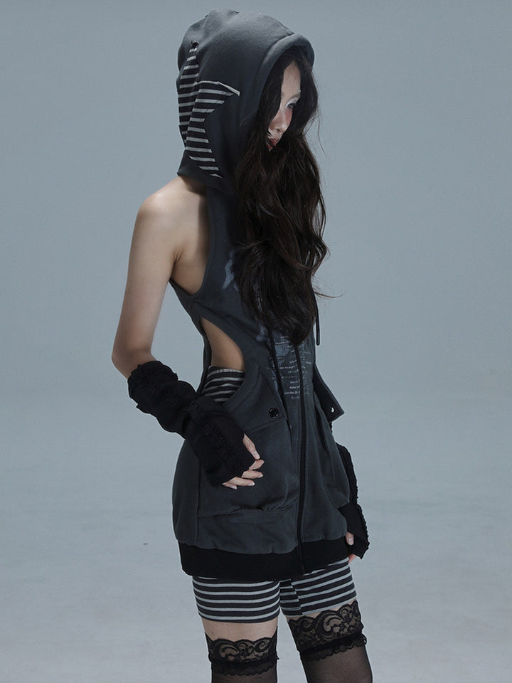 Y2K Cutout Hooded Dress