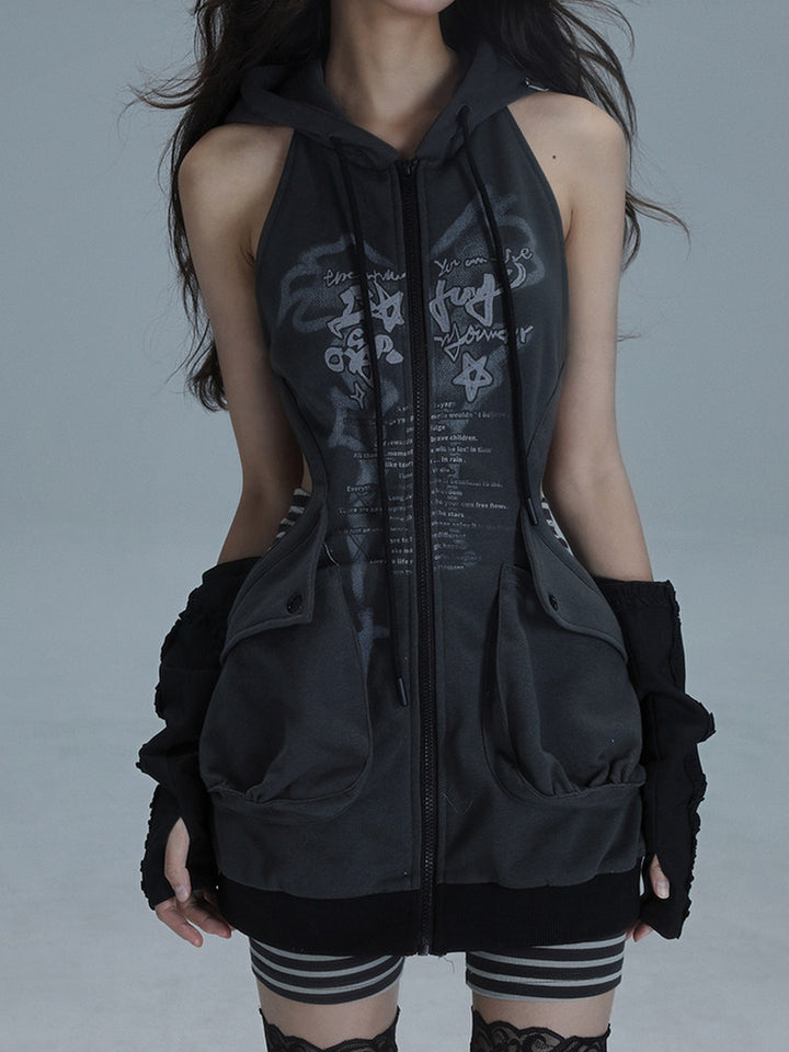 Y2K Cutout Hooded Dress