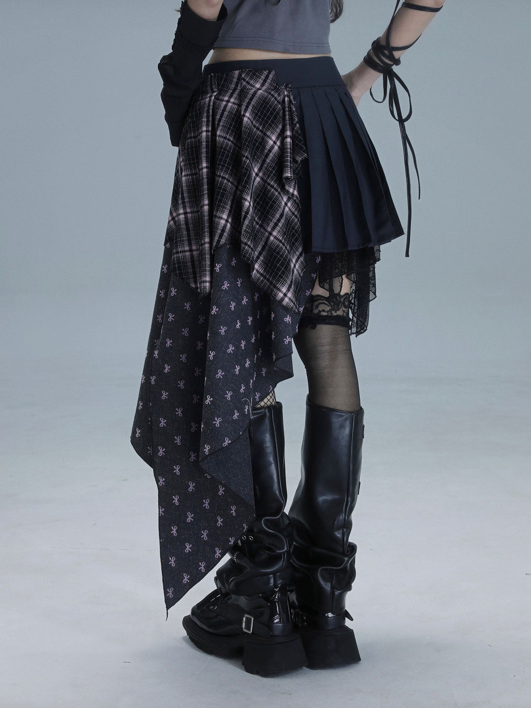 Gothic Asymmetric Plaid Skirt