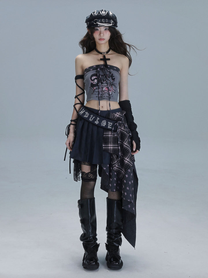 Gothic Asymmetric Plaid Skirt