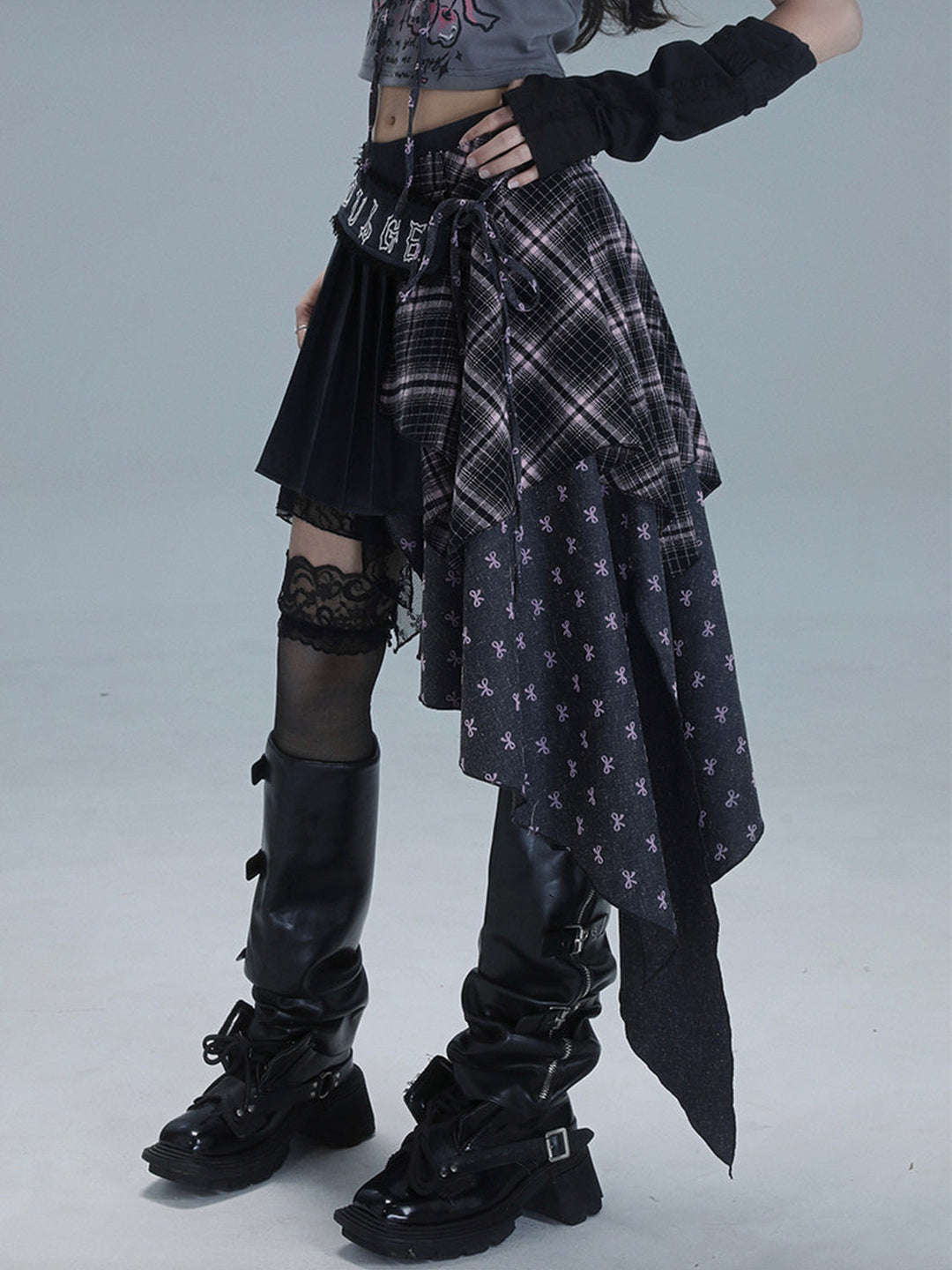 Gothic Asymmetric Plaid Skirt