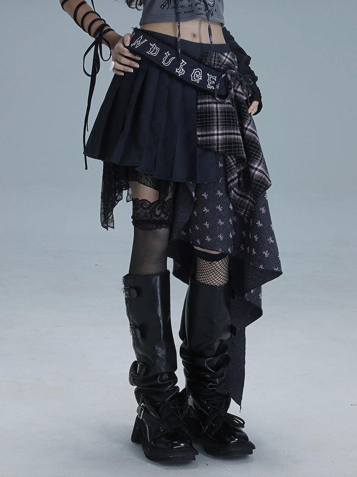 Gothic Asymmetric Plaid Skirt
