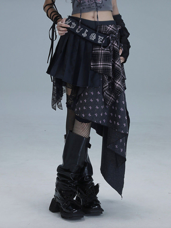 Gothic Asymmetric Plaid Skirt